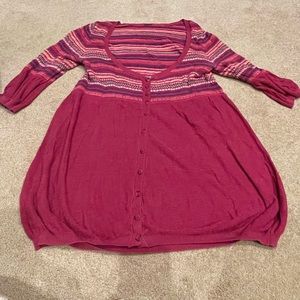 Vintage Free People Fair Isle Magenta Sweater